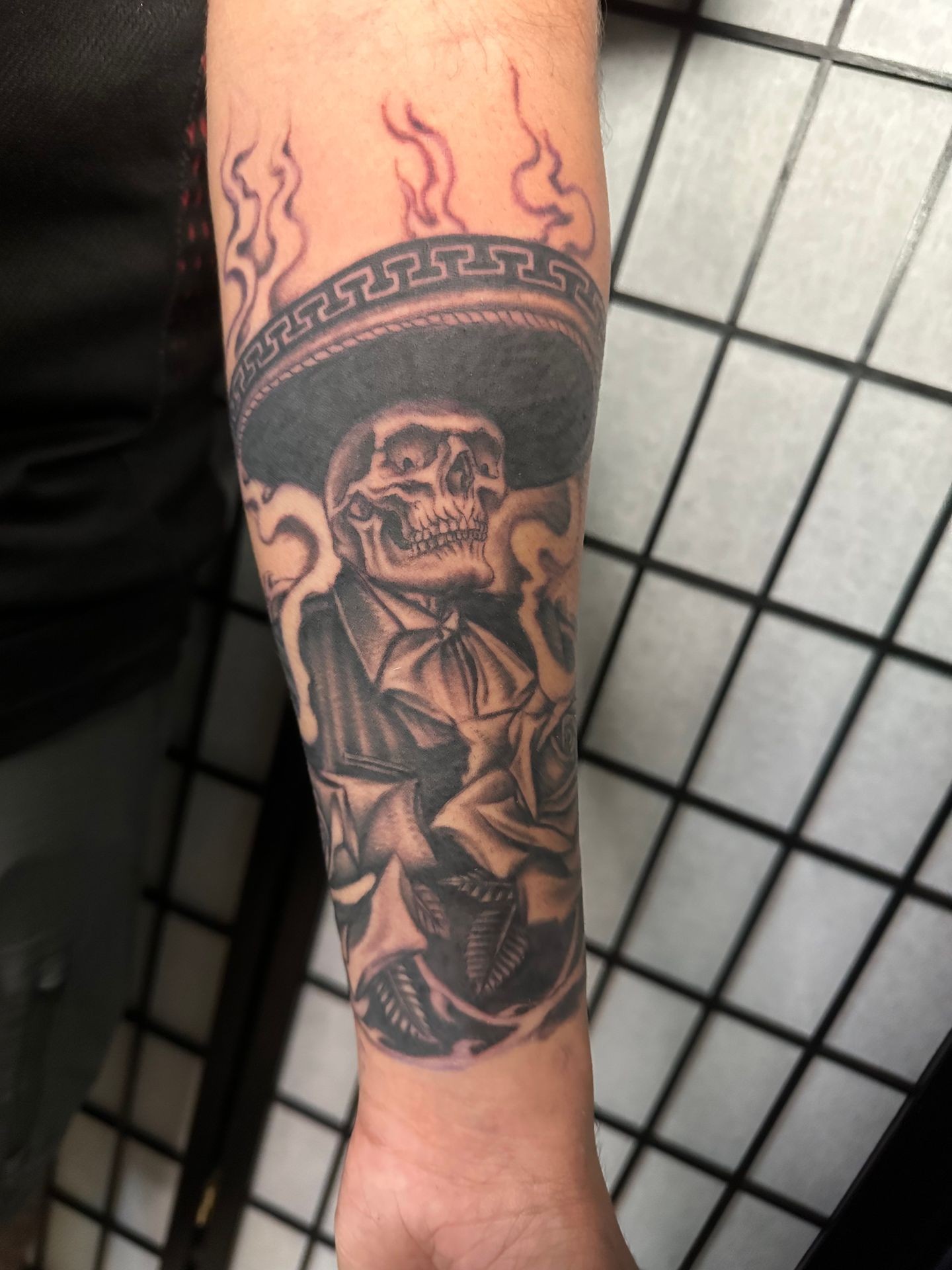 Skull mariachi with roses