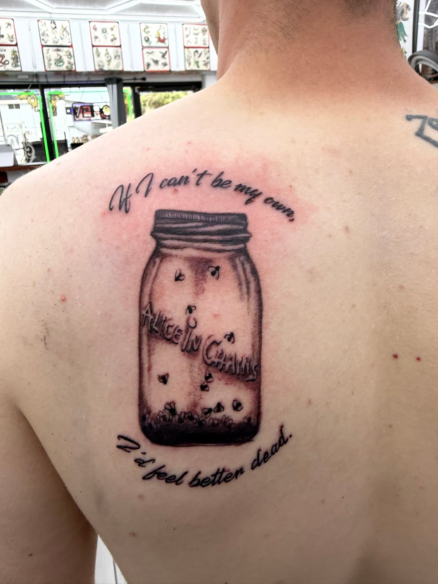 Tattoo inspired by Alice in Chains Jar of Flies album art by Isaac Mackenzie, Oahu