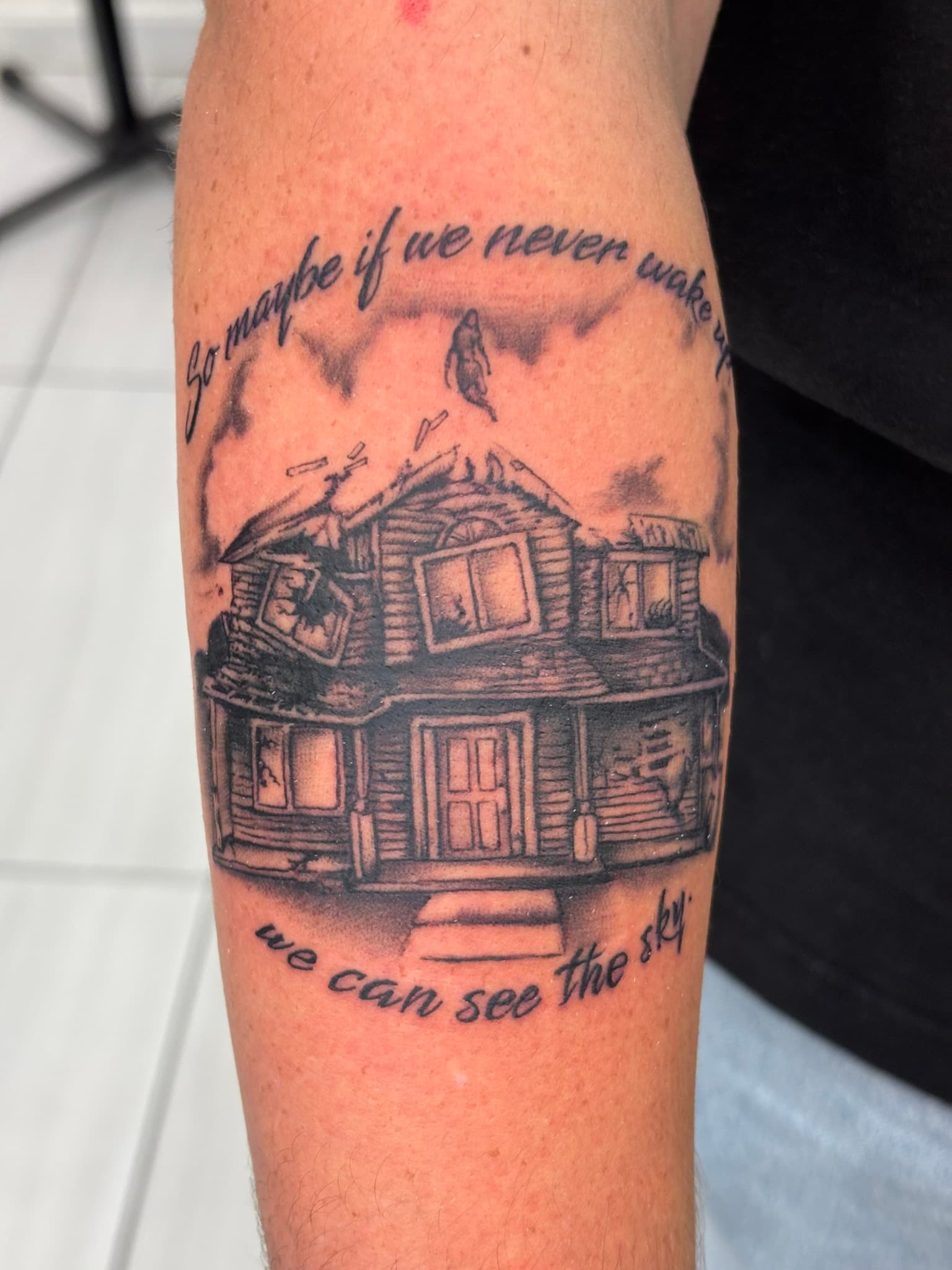 Tattoo inspired by Pierce the Veil Collide album art, by Isaac Mackenzie Hawaii