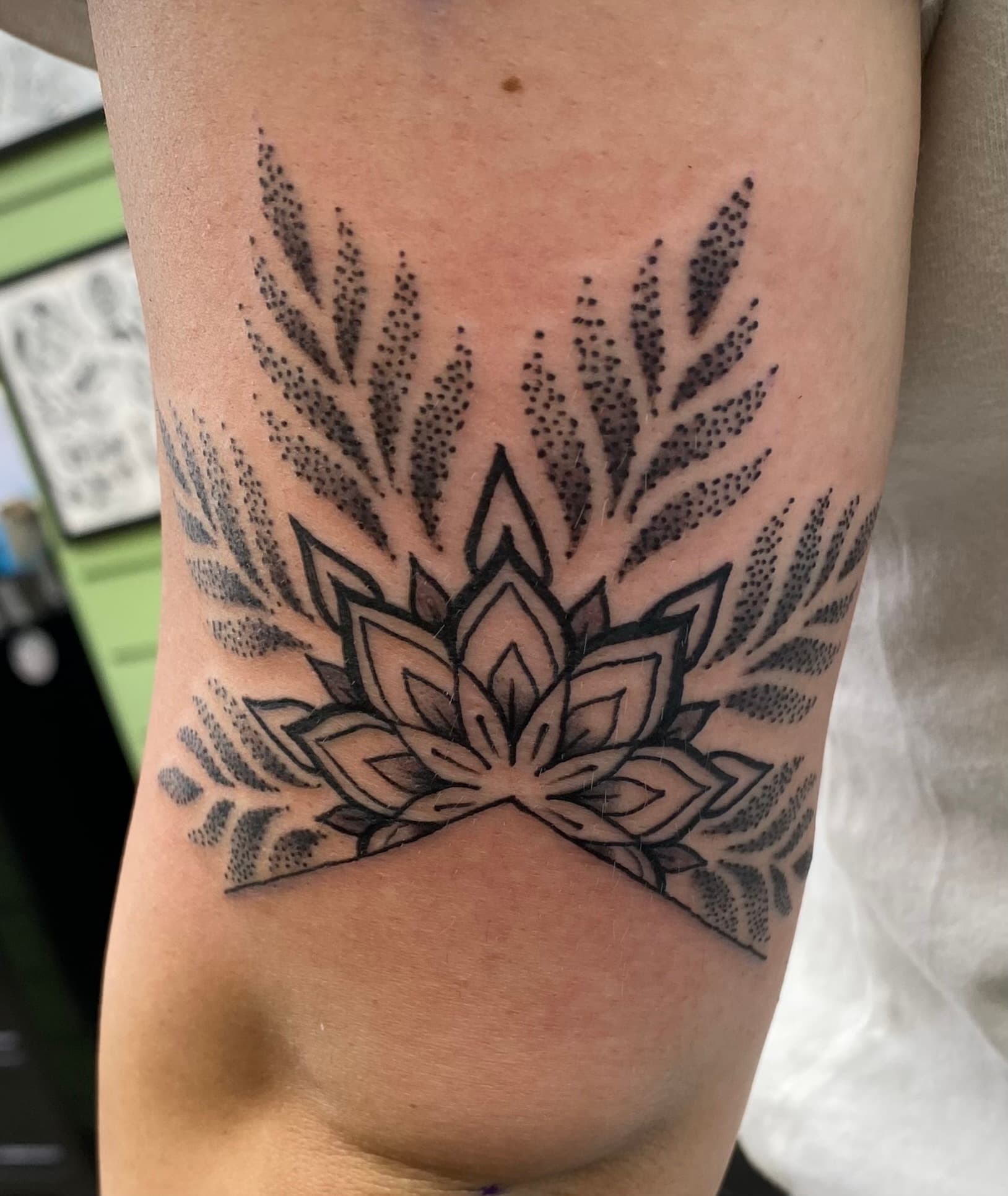Floral mandala tattoo by Isaac Mackenzie at TNT Tattoo, Aiea