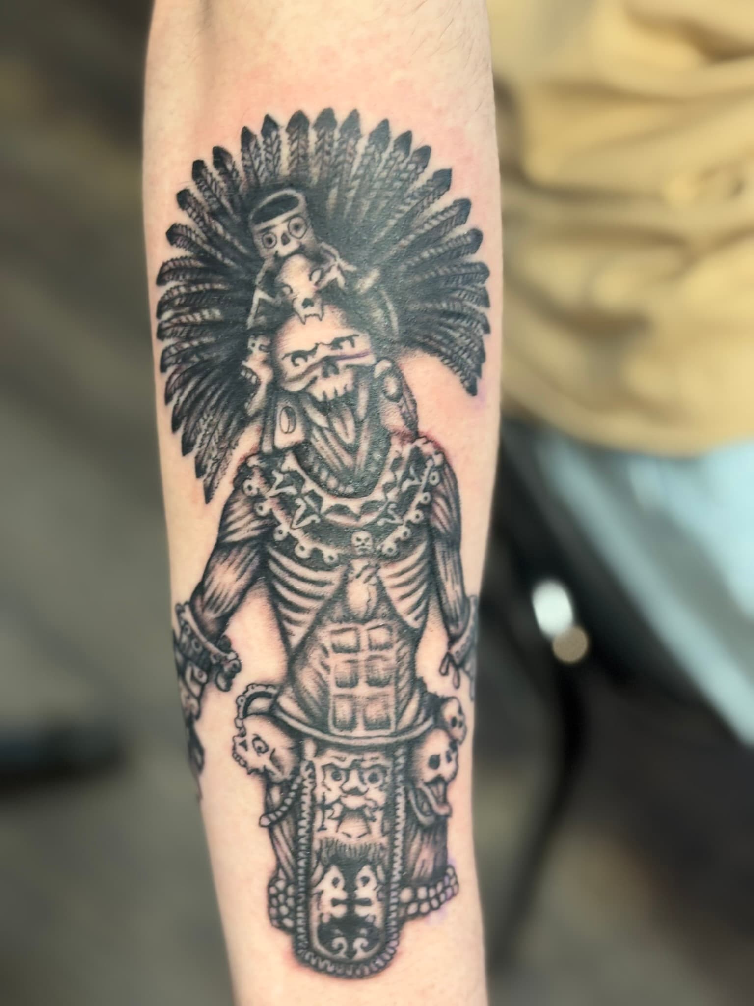Illustrative zombie witch doctor tattoo by Isaac Mackenzie, Hawaii