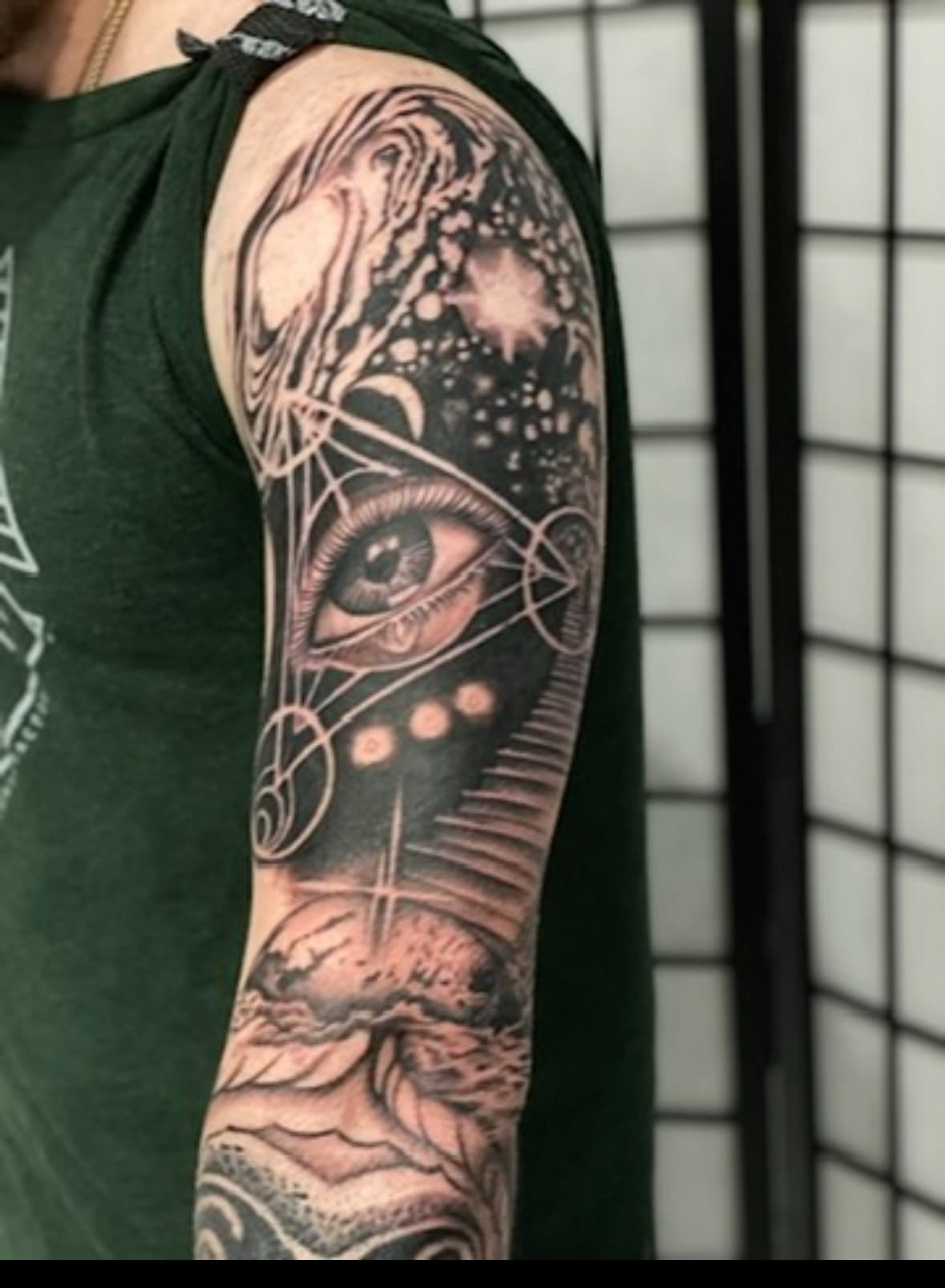 Cosmic eye realism half sleeve tattoo, Aiea Oahu