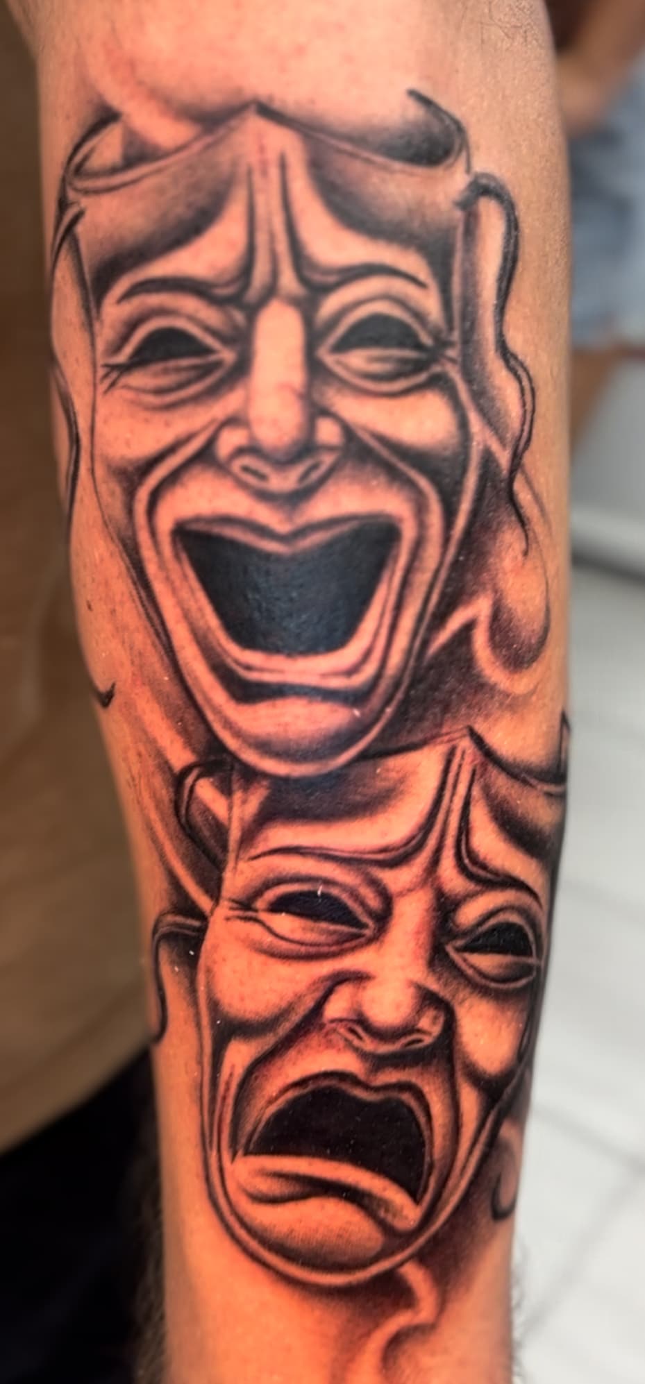 Realism theater masks tattoo, Hawaii