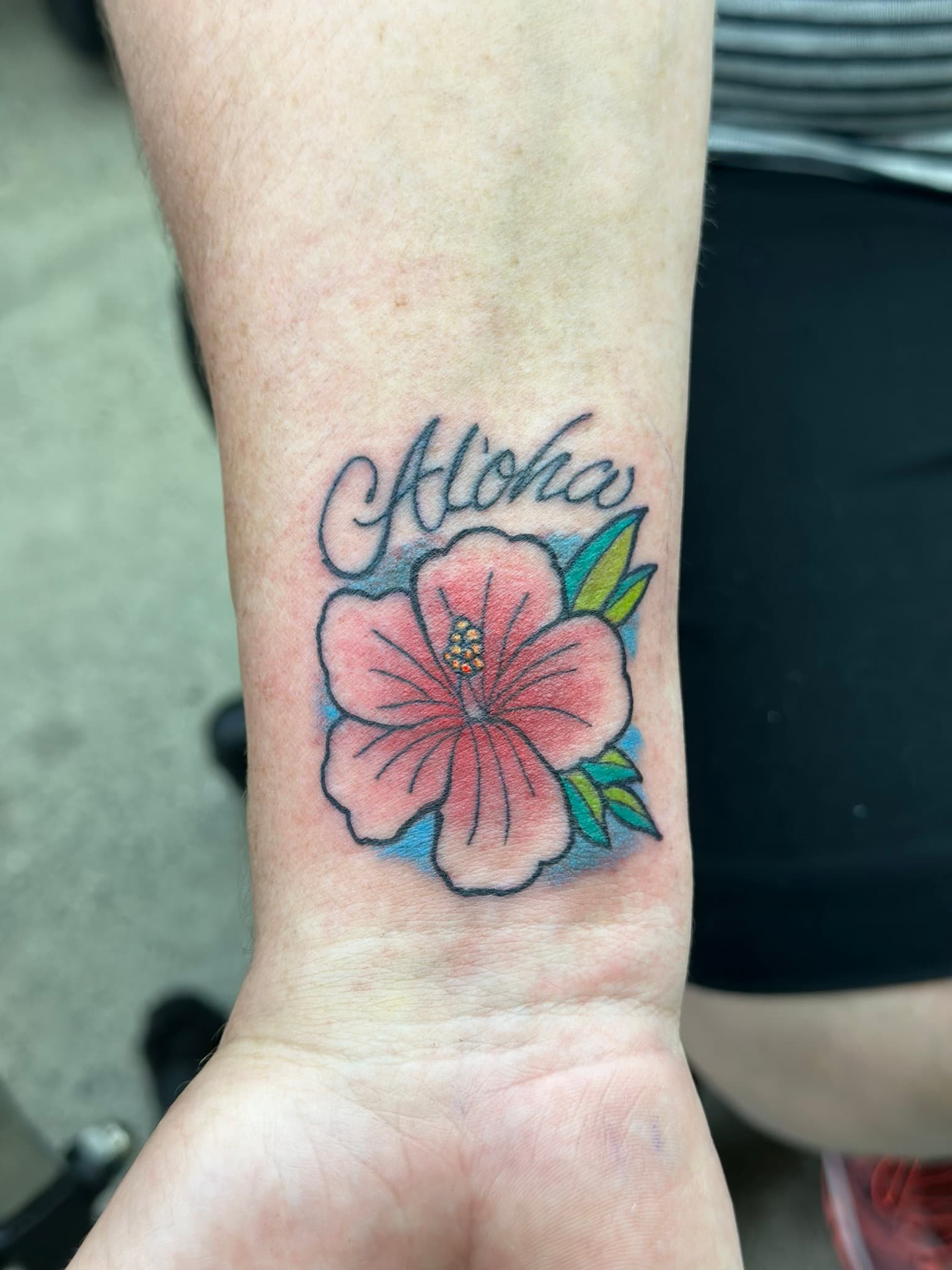 American traditional hibiscus aloha flash by Isaac Mackenzie, Hawaii