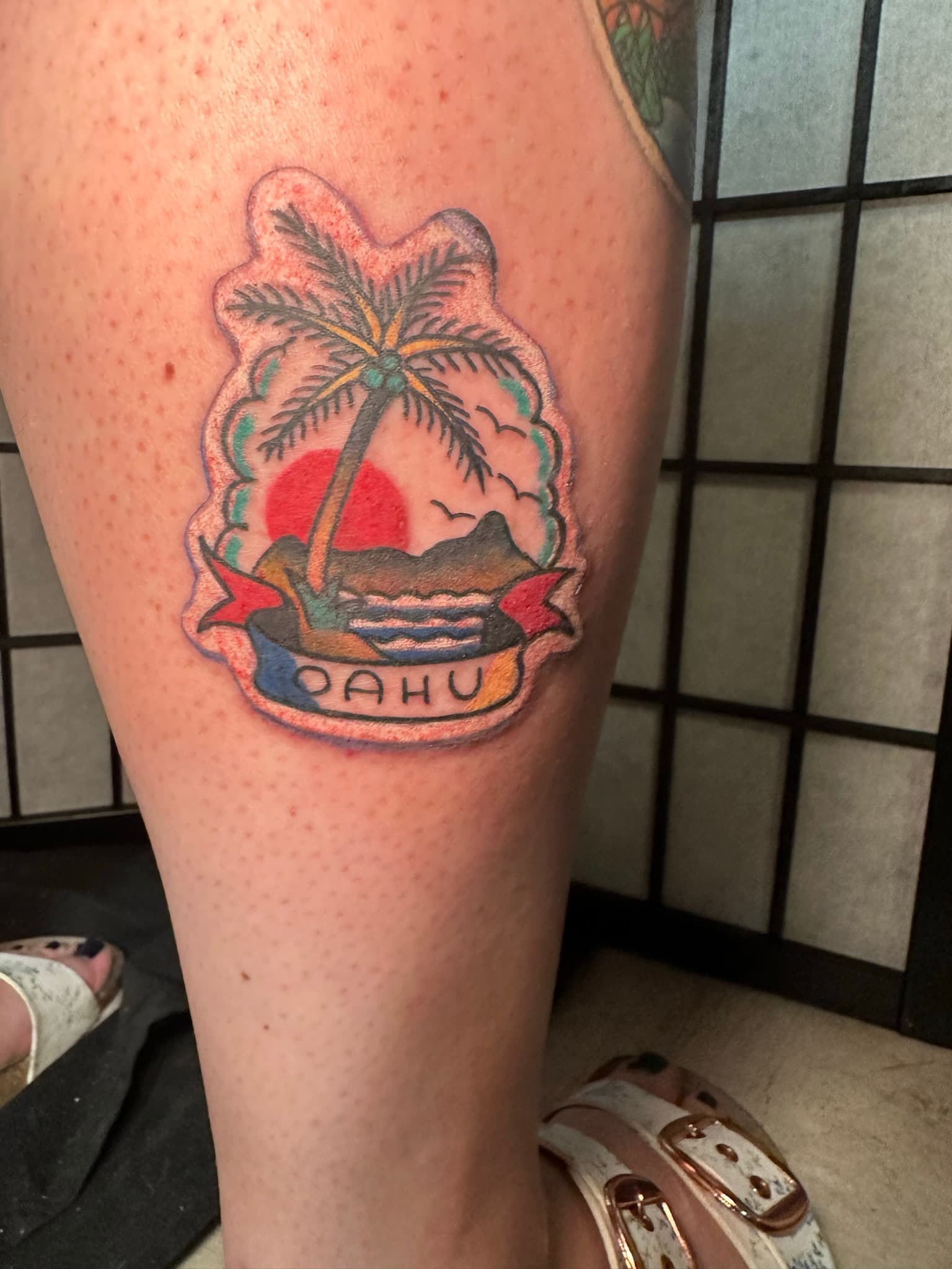 American traditional Oahu sticker-style flash by Isaac Mackenzie, Hawaii