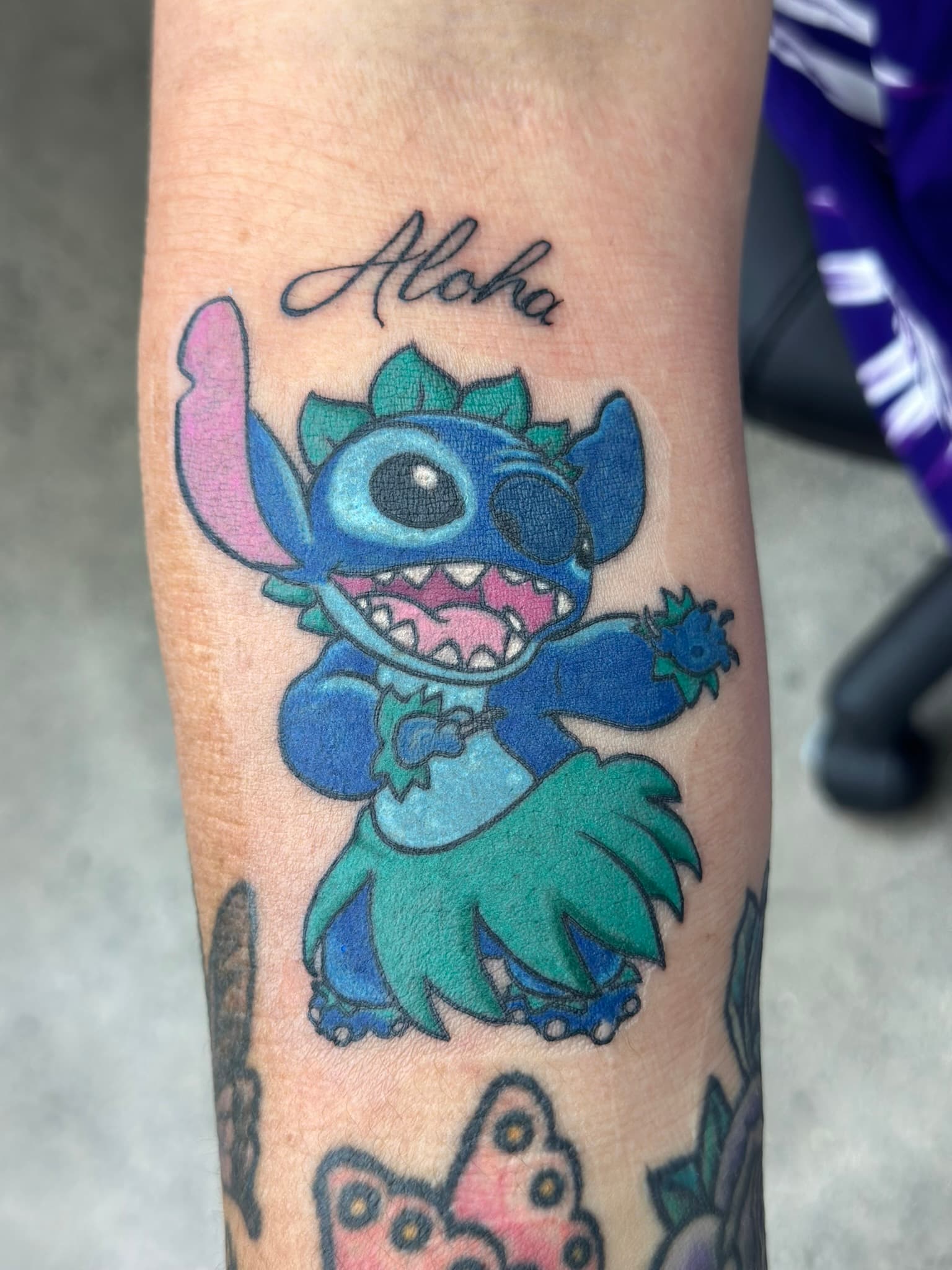American traditional Stitch tattoo by Isaac Mackenzie, Hawaii